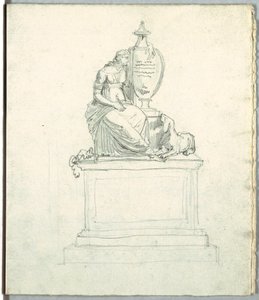 Dibujo, estudio después de un monumento funerario y estudio después de un friso, principios del siglo XIX de Unknown